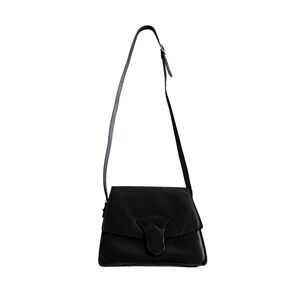 Louis Cardini Cross-body Bag Purse Adjustable Strap Leather Black Vintage Used